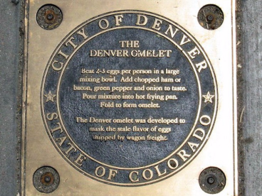 A plaque on California Street details the recipe of the Denver Omelet. Credit: Rick Halpern